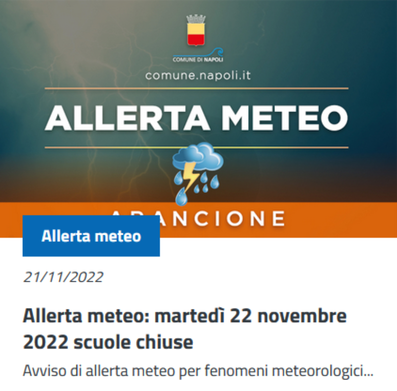 Ordinanza contingibile ed urgente – chiusura scuole per la giornata di martedì 22 novembre 2022 caus